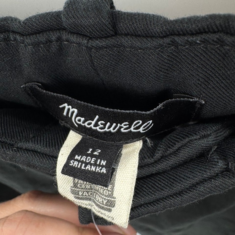 Madewell The Slouchy Straight Pant Size 12 Black Wide Leg Pleated Front Trousers - Picture 4 of 9